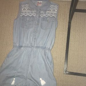 Girl denim romper